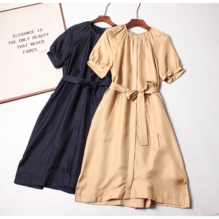 贵台3000 简约大气26姆米重磅真丝斜纹绸100桑蚕丝连衣裙女长裙子