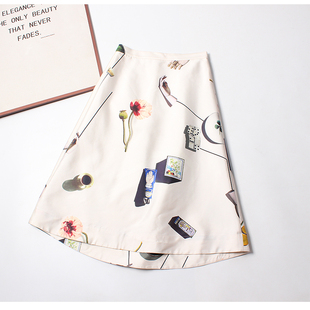 桑蚕丝高腰半身裙女夏阔挺感花色真丝A字裙子 羊毛 C系1000