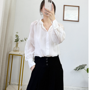 法式优雅~白色轻薄真丝衬衫女100桑蚕丝长袖衬衣简约大气2026新款