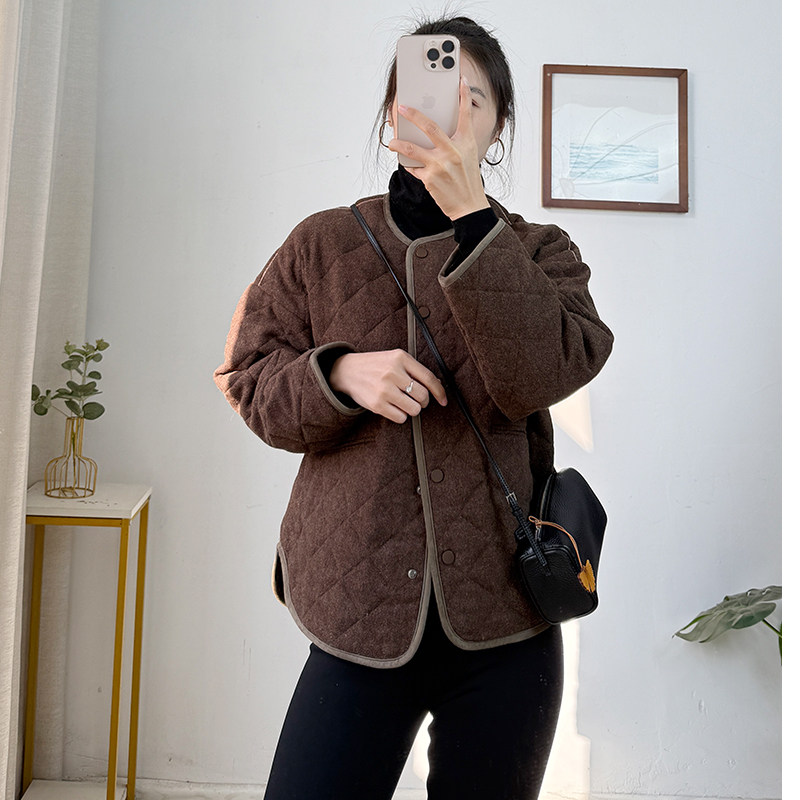 老钱风100羊毛90白鹅绒羽绒服女