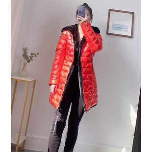 户外休闲双面可穿90白鸭绒羽绒服女加厚中长款 3000 轻奢V 法国单