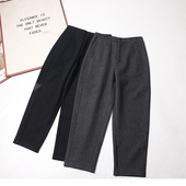 女高级感灰色休闲九分萝卜裤 加厚670克 老钱风慵懒感羊毛呢奶奶裤
