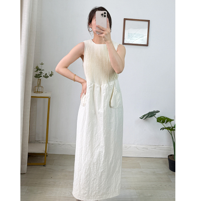极简老钱风无袖背心连衣裙女