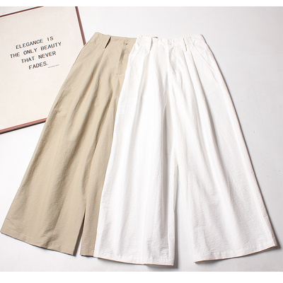 棉质直筒阔腿休闲裤女窄版长裤