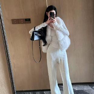 秋冬贵气高级感拼接毛毛马甲上衣女纯欲氛围感加厚环保毛皮草外套