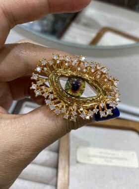 18K镀真金schiaparelli 欧美个性鼻子眼睛戒指胸针耳饰潮流爆款眼