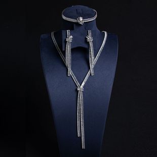 高级感个性 流苏锆石项链欧美晚会派对满钻颈链饰necklace 百搭长款