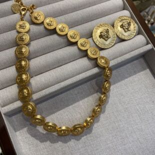 范家项链/F家美杜莎人头项链欧美潮流耳钉黄铜高品质首饰套装