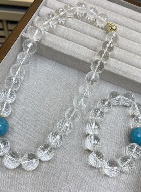 赵露思同款16M白水晶项链手链海蓝宝手串送女友闺蜜礼物明星同款