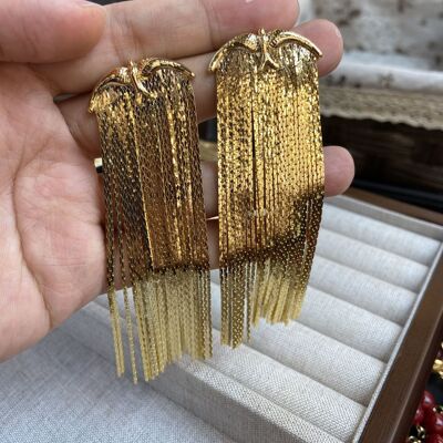 Wens飞鸟流苏长款派对耳环女轻奢小众高级耳钉闪耀不对称耳饰吊坠