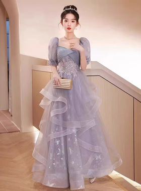 蓝色轻礼服蓬蓬裙晚宴过生日声乐艺考小众轻奢高端成人礼女孩礼服