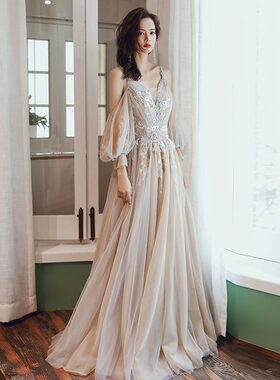 仙女晚礼服仙气飘纱梦幻宴会森系婚纱公主超仙年会气质主持人长款