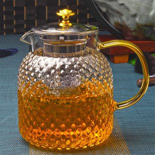超大加厚玻璃茶水過(guò)濾茶壺304不銹鋼內(nèi)膽耐熱水壺蒸煮泡茶壺餐廳