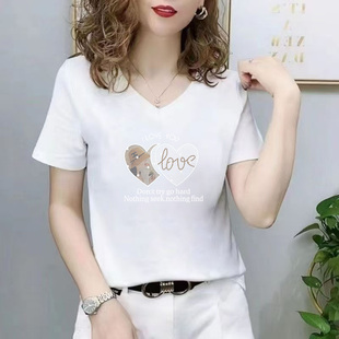新款 v領正肩純色短袖 t恤女夏季 時尚 顯瘦百搭簡約上衣 內搭打底修身