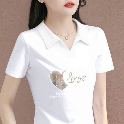 慵懒风polo领短袖t恤女2025年新款夏季爆款正肩半袖洋气减龄上衣