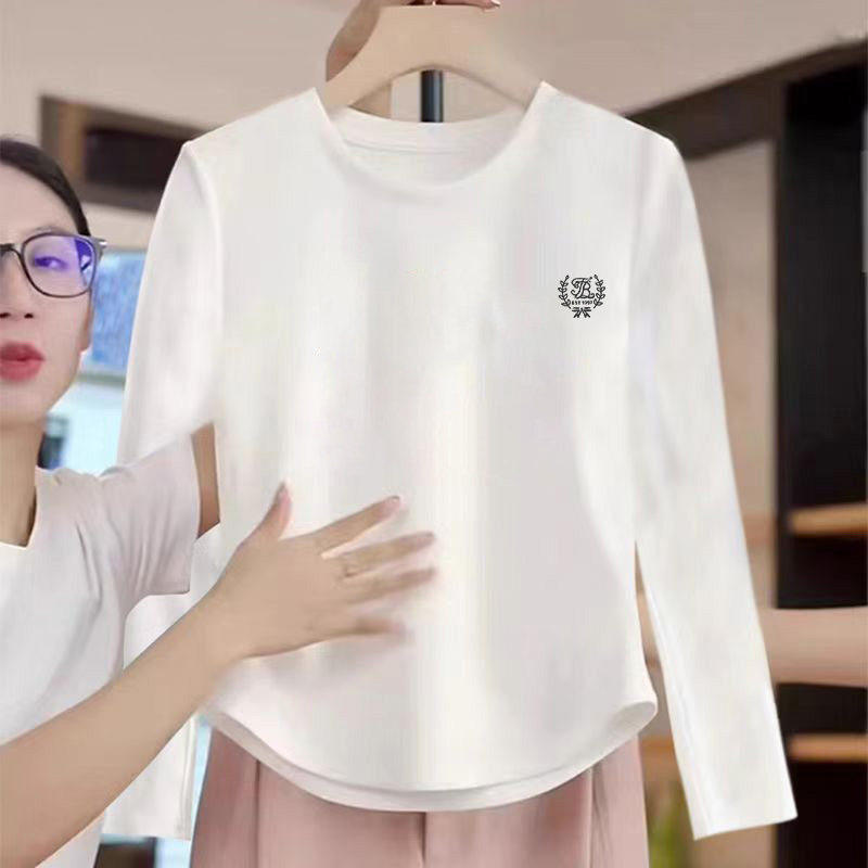 简约风圆领长袖春秋季T恤女印花字母宽松上衣小众设计圆领打底衫,女装/女士精品,T恤,淘宝优惠券,粉丝福利购,淘宝优惠卷