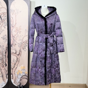 香云纱羽绒服女新款高端品质长款鹅绒服冬季大气防寒保暖妈妈外套