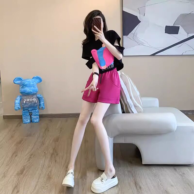 큰 사이즈 지방 MM 패션 캐주얼 정장 여성 여름 2024 신상 정리 특별 가격 반팔 짧은 투피스 양복 서양식