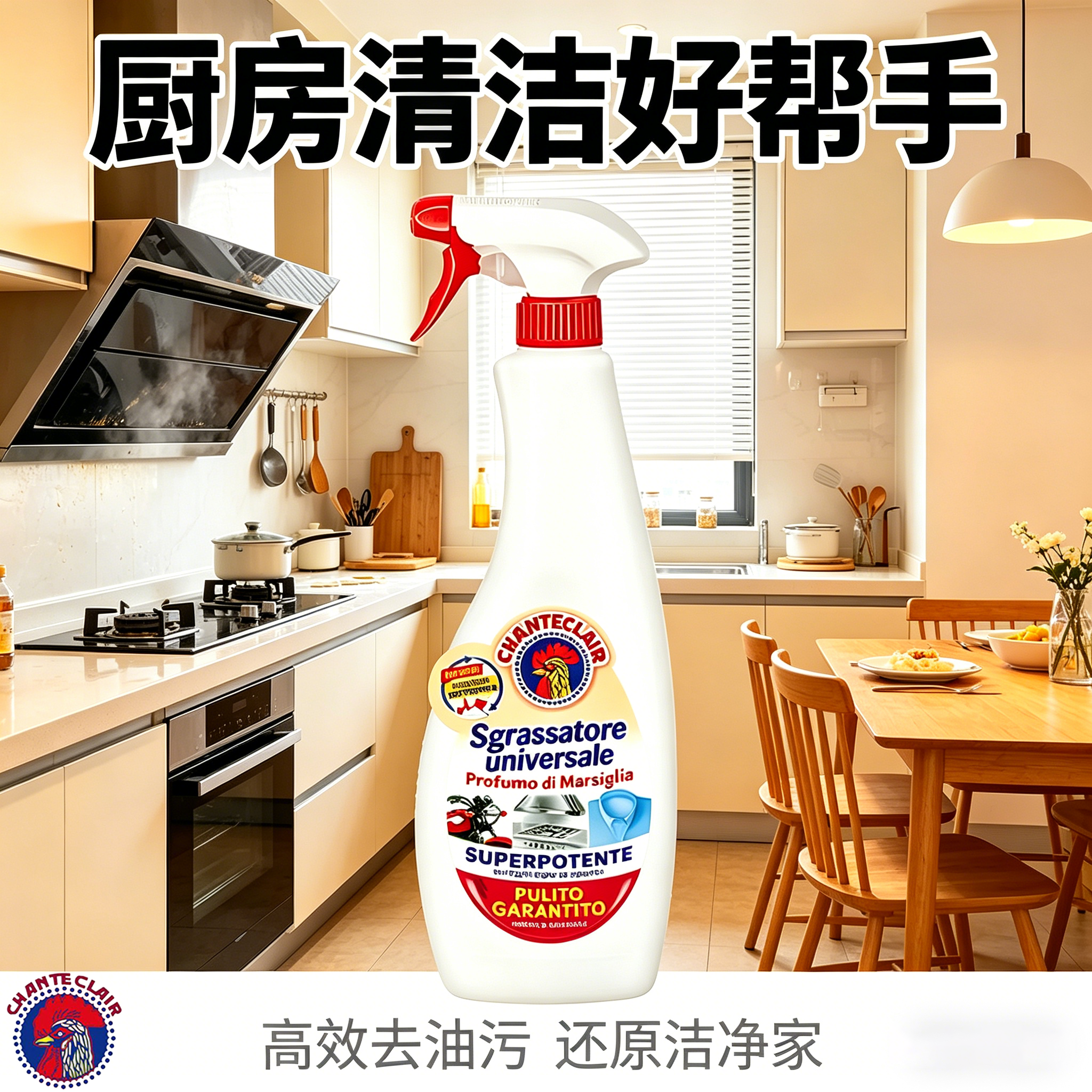 去油污抽油烟机清洁剂厨房重油大公鸡管家油污净弱碱安全清洁喷雾