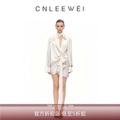 谭维维同款 CNLEEWEI25秋季 新款 缎面醋酸扭结飘带衬衫 连衣裙女