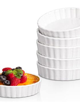 6个装陶瓷烤盘耐高温迷你5寸披萨盘餐具焦糖布丁甜品水果碟套装