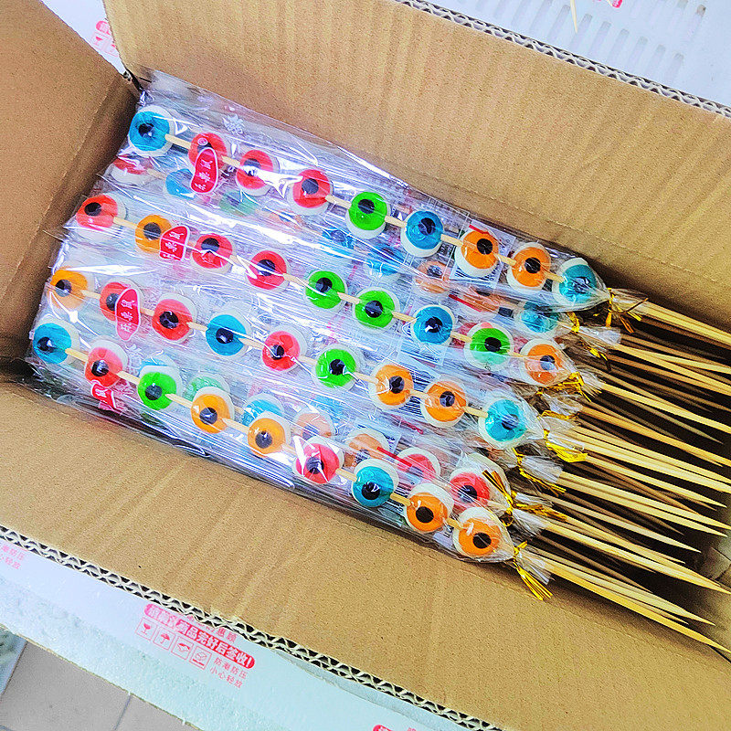 商用眼睛橡皮糖串串眼珠子果汁软糖多眼怪怪串网红儿童创意棒棒糖