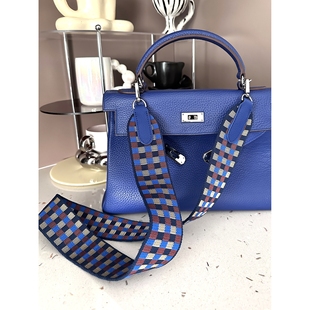 爱马伊芙琳凯丽宽加厚亮电光蓝色肩带子斜挎帆布宽包带配件