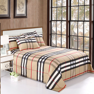 全棉加厚床单单件1.8床单2米双单人床上用品纯色格子纯棉被单居家