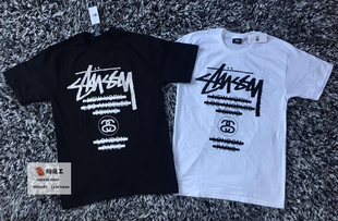 Tour Stussy 黑白 涂改 T恤 短袖 World 巡游 taped 现货 Tee