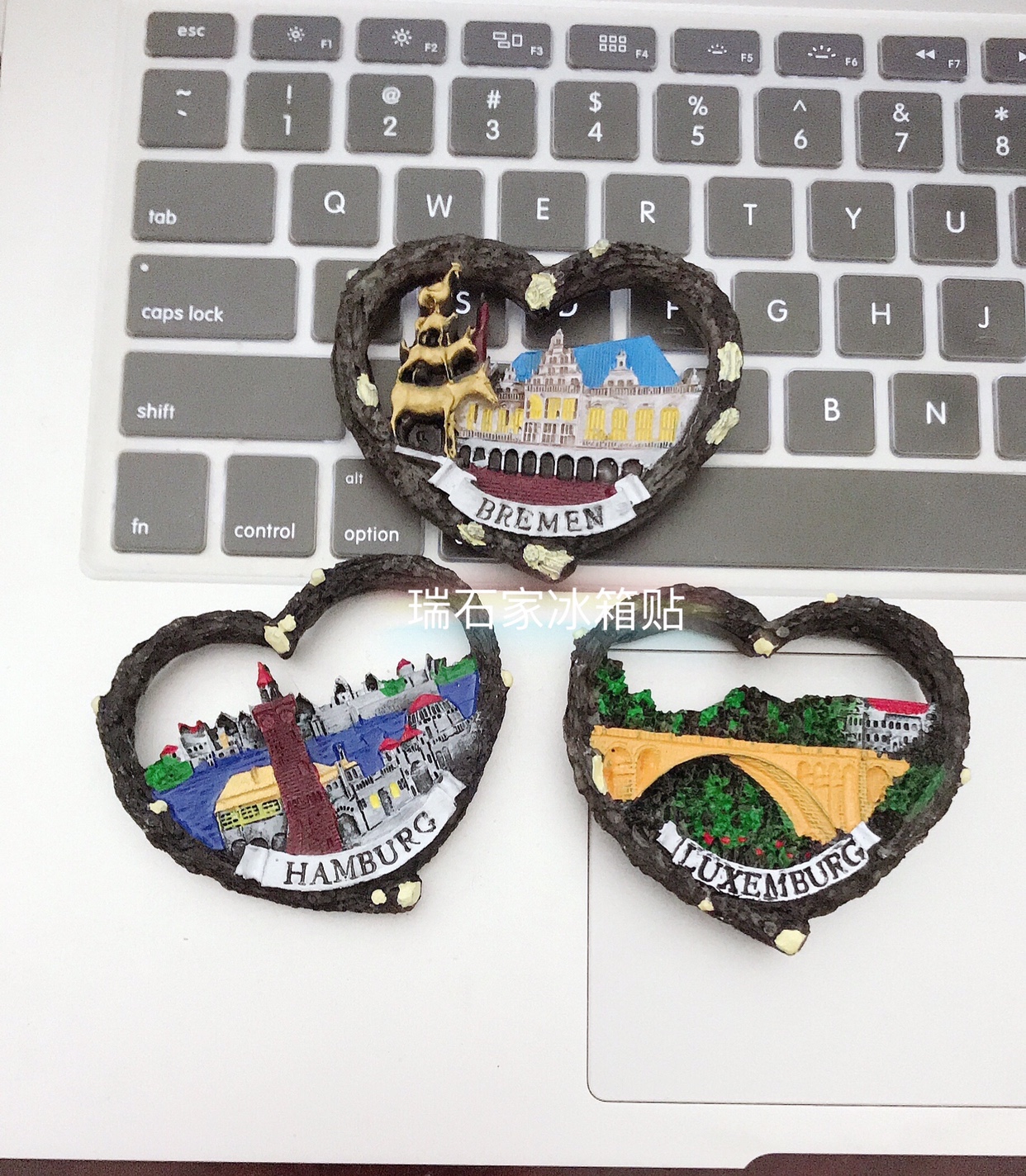 德国树脂冰箱贴不莱梅汉堡卢森堡家居饰品心形装饰
