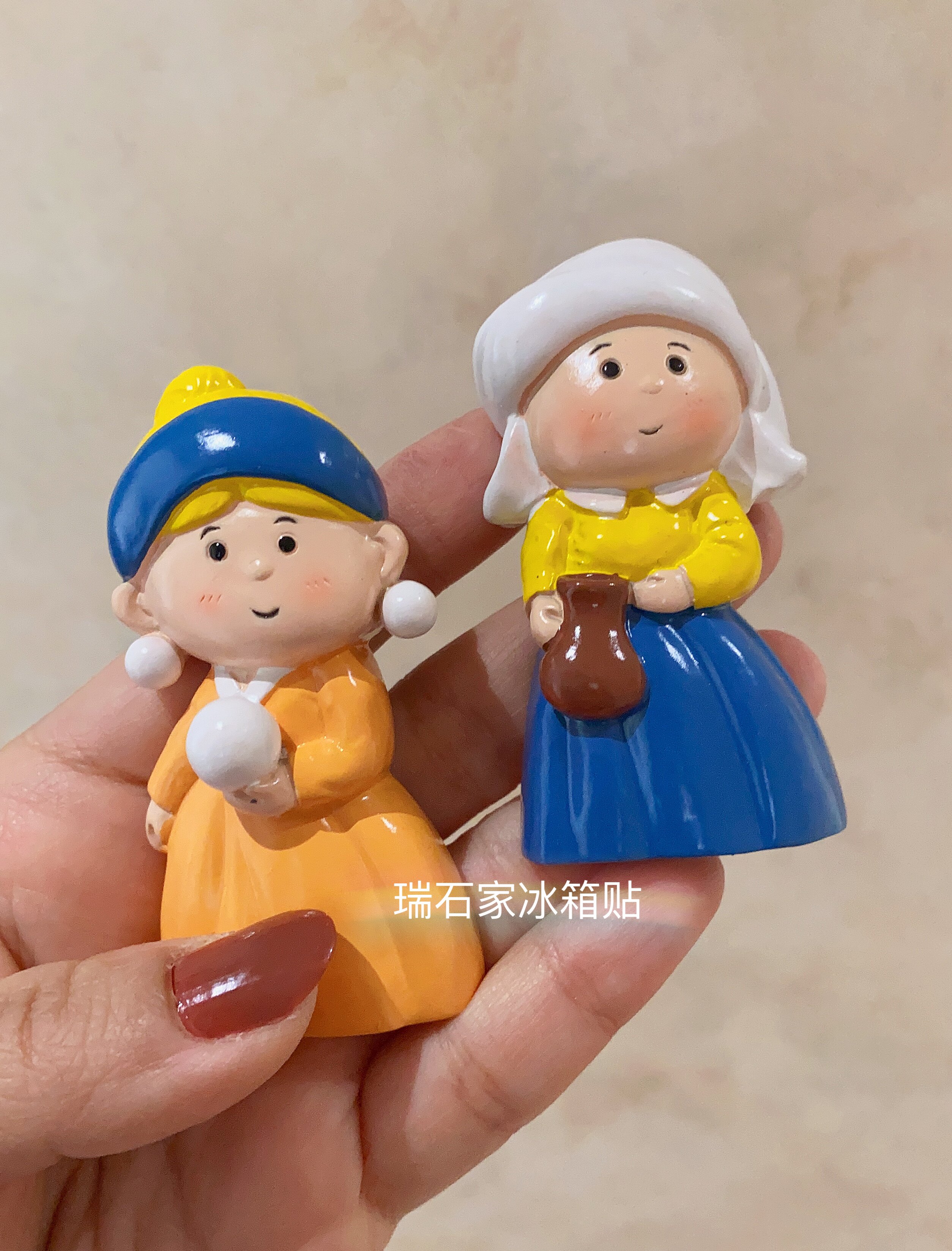 卡通萌版带珍珠耳环少女冰箱贴满39包邮厨房装饰可爱家居潮玩