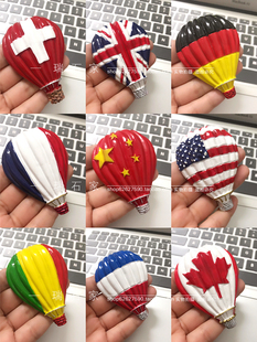 39包邮 各国旅行纪念热气球树脂冰箱贴装饰中国帕劳瑞士美国