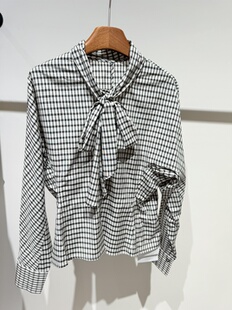 气质格子衬衫 深圳南油主z家蝴蝶结长袖 新款 时髦女士2025秋款 衬衫