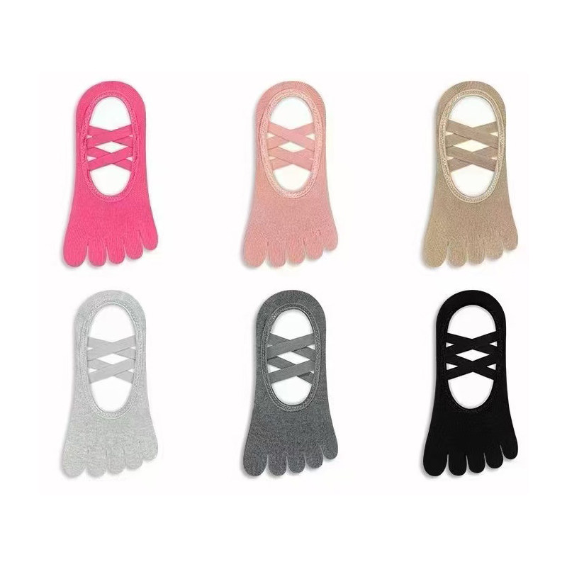 纯棉瑜伽袜子防滑专业女五指袜健身运动普拉提袜子脚趾袜地板袜女