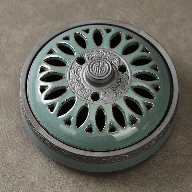 陶瓷复古大号蚊香炉家用防火带盖蚊香盒盘托室内点香盘香薰炉摆件,收纳整理,蚊香收纳盘/盒/架,淘宝优惠券,粉丝福利购,淘宝优惠卷