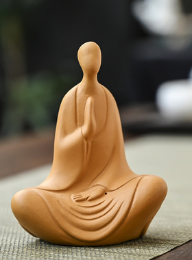 紫砂禅意风无相佛实心手工茶宠