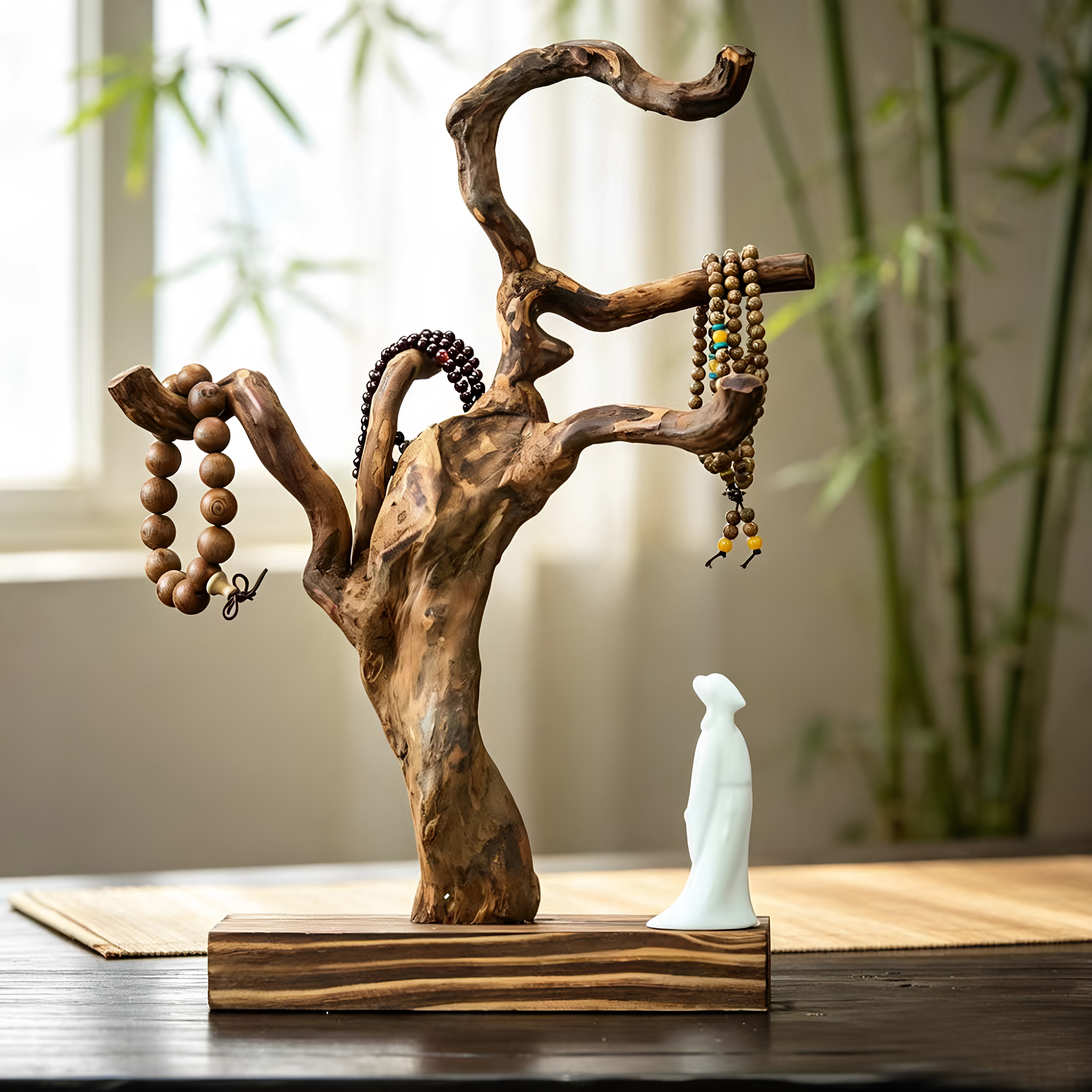 树形手串挂架实木文玩挂串展示架佛珠核桃收纳手链中式木质置物架图片