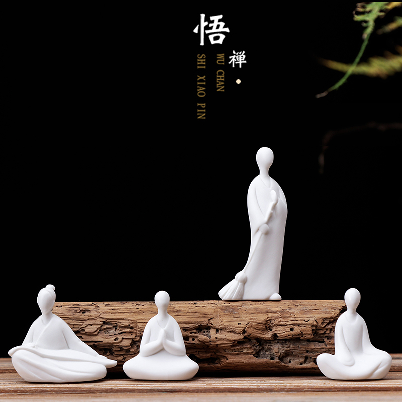 创意陶瓷手工迷你无相佛禅意人物白瓷盆景家居客厅装饰中式小摆件