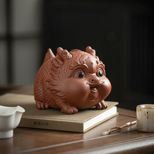 精品生肖龙茶宠摆件招财小福龙紫砂可养茶道茶玩茶桌装饰茶具配件