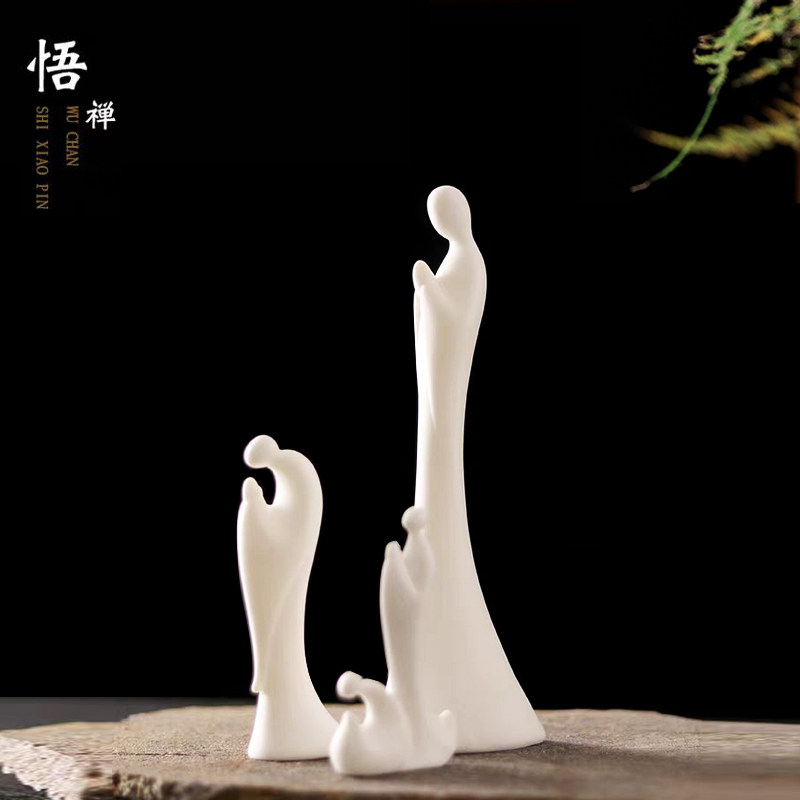 创意陶瓷无相佛人物摆件客厅茶道白瓷小和尚禅意中式简约装饰摆设