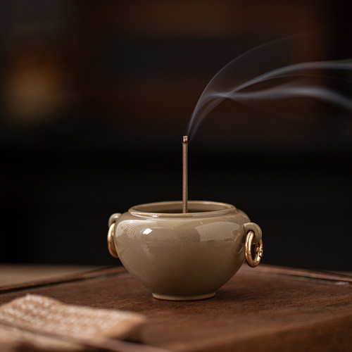 创意草木灰陶瓷线香炉茶桌摆件