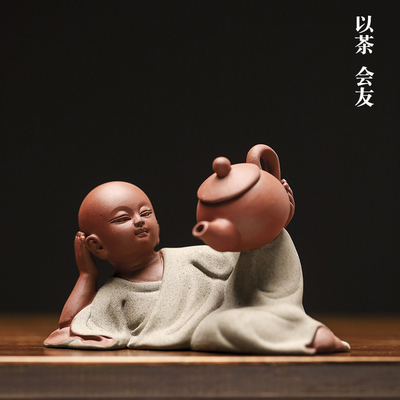 紫砂小和尚茶宠可养小沙弥工艺品