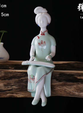 陶瓷仿古美女人物玄关中式风摆件