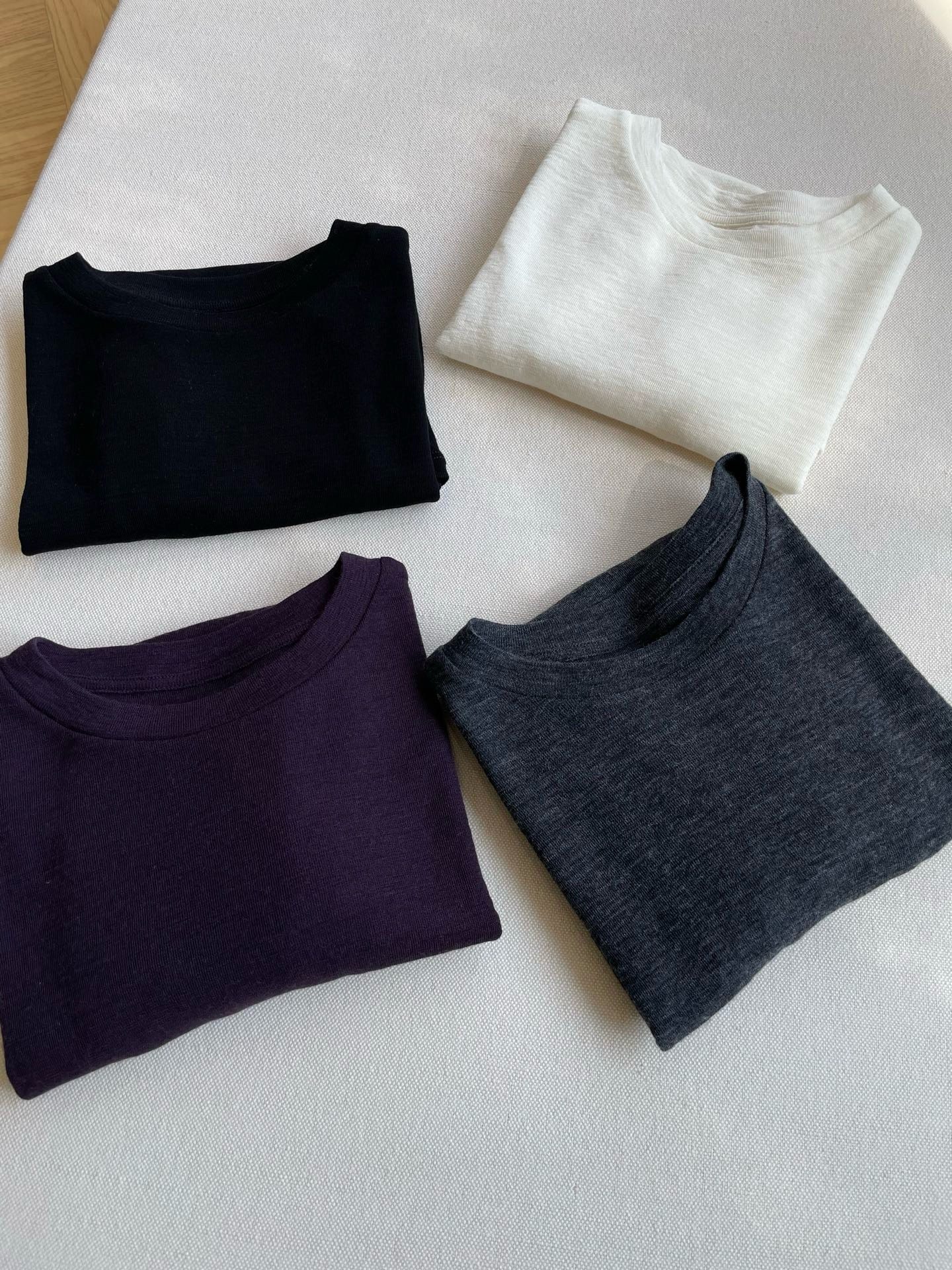 特 Row 2025圆领套头60S防缩中袖薄款T恤微透绵羊毛打底衫内搭