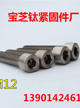 钛螺丝TA2纯钛内六角螺丝内六角螺栓M12*15-20-25-30-40-50-60-7