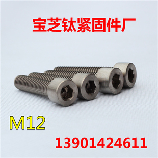 钛螺丝TA2纯钛内六角螺丝内六角螺栓M12*15-20-25-30-40-50-60-7