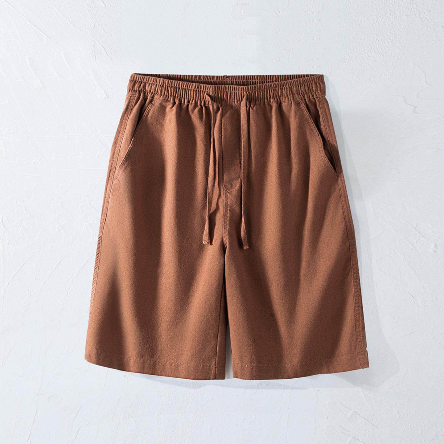 新款休闲棉麻短裤春夏新品亚麻宽松抽绳百搭直筒纯色透气柔软麻裤,男装,短裤,淘宝优惠券,粉丝福利购,淘宝优惠卷