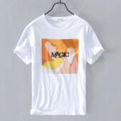 拼接套头衬衫 夏季 t恤时尚 百搭男士 新款 潮流印花圆领字母刺绣短袖