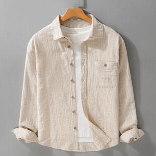 衬衫 长袖 棉麻日系新款 6226 时尚 百搭文艺休闲宽松上衣男装 男士 春季