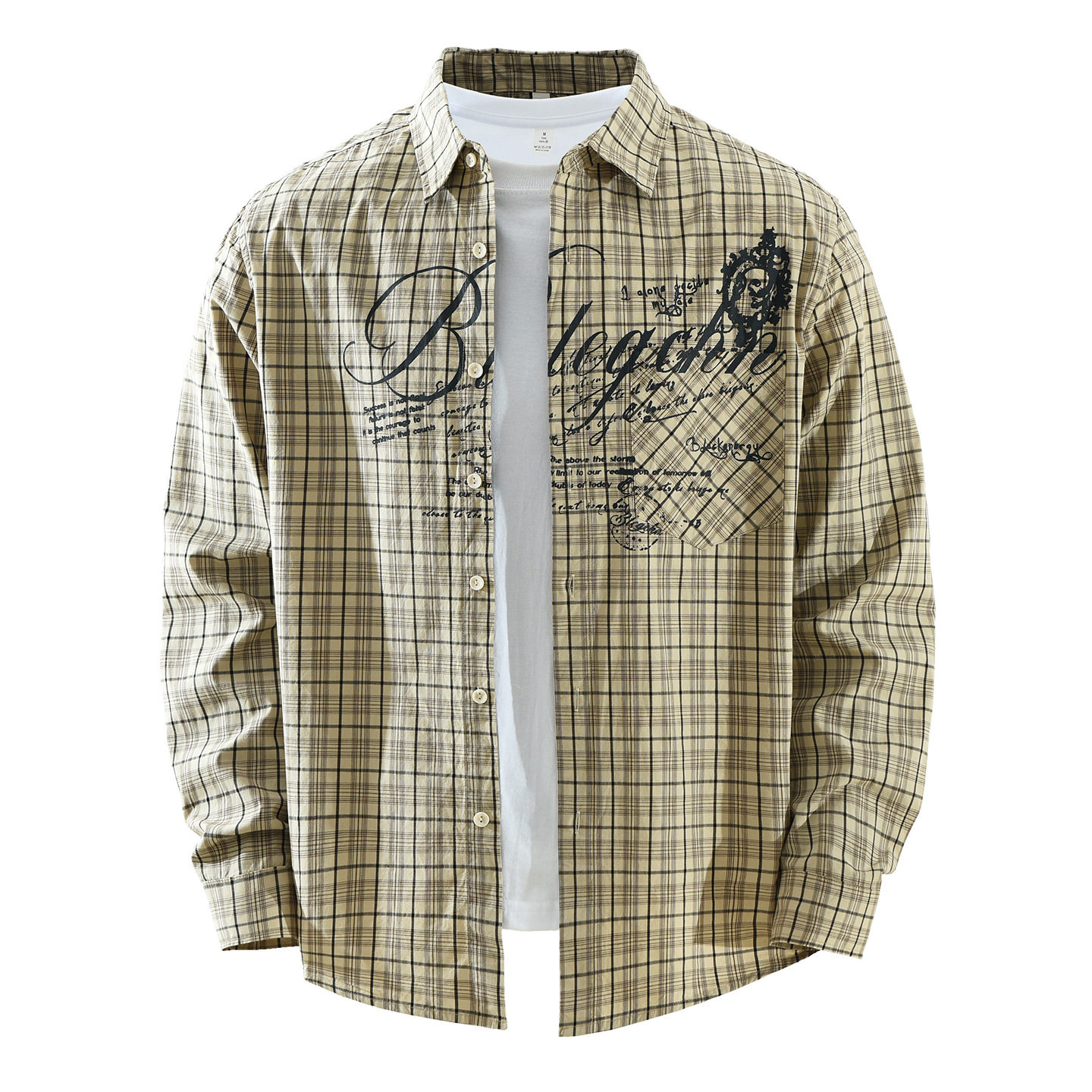 7879潮流格子印花长袖衬衫男士时尚百搭文艺休闲宽松翻领潮流上衣,男装,衬衫,淘宝优惠券,粉丝福利购,淘宝优惠卷